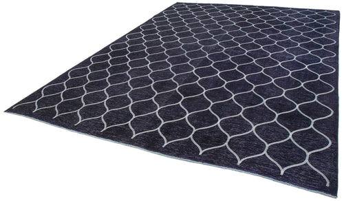 Geometric Carpet Mavi Geometrik Pamuk Yün El Dokuma Halısı 286x396 Agacan