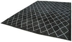Geometric Carpet Siyah Geometrik Pamuk Yün El Dokuma Halısı 286x389 Agacan