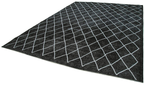 Geometric Carpet Siyah Geometrik Pamuk Yün El Dokuma Halısı 286x389 Agacan