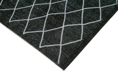 Geometric Carpet Siyah Geometrik Pamuk Yün El Dokuma Halısı 286x389 Agacan