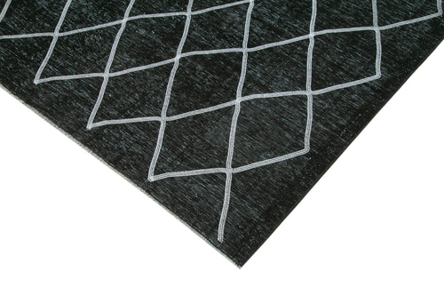 Geometric Carpet Siyah Geometrik Pamuk Yün El Dokuma Halısı 286x389 Agacan