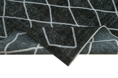 Geometric Carpet Siyah Geometrik Pamuk Yün El Dokuma Halısı 286x389 Agacan