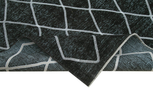 Geometric Carpet Siyah Geometrik Pamuk Yün El Dokuma Halısı 286x389 Agacan