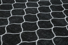 Geometric Carpet Siyah Geometrik Pamuk Yün El Dokuma Halısı 293x406 Agacan