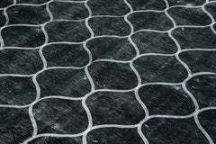 Geometric Carpet Siyah Geometrik Pamuk Yün El Dokuma Halısı 262x357 Agacan