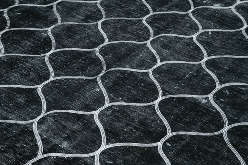 Geometric Carpet Siyah Geometrik Pamuk Yün El Dokuma Halısı 262x357 Agacan
