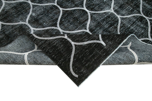 Geometric Carpet Siyah Geometrik Pamuk Yün El Dokuma Halısı 262x357 Agacan