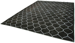 Geometric Carpet Siyah Geometrik Pamuk Yün El Dokuma Halısı 300x381 Agacan