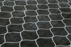 Geometric Carpet Siyah Geometrik Pamuk Yün El Dokuma Halısı 300x381 Agacan