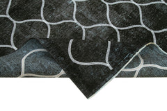 Geometric Carpet Siyah Geometrik Pamuk Yün El Dokuma Halısı 300x381 Agacan