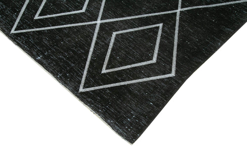 Geometric Carpet Siyah Geometrik Pamuk Yün El Dokuma Halısı 284x408 Agacan