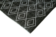 Geometric Carpet Siyah Geometrik Pamuk Yün El Dokuma Halısı 290x369 Agacan