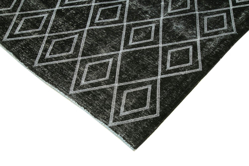 Geometric Carpet Siyah Geometrik Pamuk Yün El Dokuma Halısı 290x369 Agacan