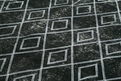Geometric Carpet Siyah Geometrik Pamuk Yün El Dokuma Halısı 290x369 Agacan