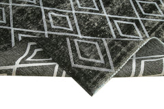 Geometric Carpet Siyah Geometrik Pamuk Yün El Dokuma Halısı 290x369 Agacan