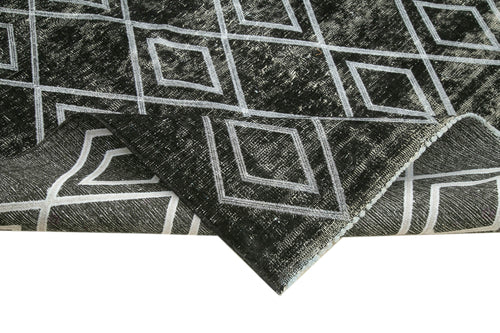 Geometric Carpet Siyah Geometrik Pamuk Yün El Dokuma Halısı 290x369 Agacan