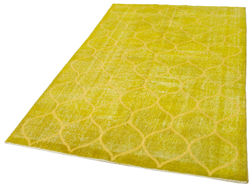 Geometric Carpet Sarı Geometrik Pamuk Yün El Dokuma Halısı 148x245 Agacan