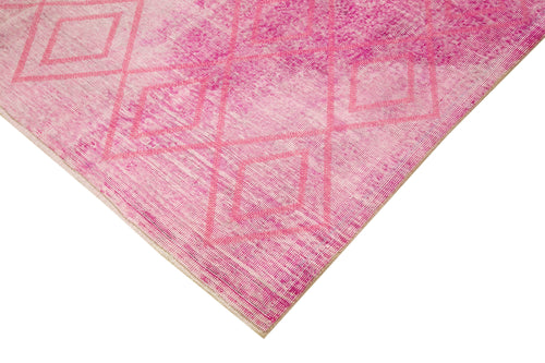 Geometric Carpet Pembe Geometrik Pamuk Yün El Dokuma Halısı 205x295 Agacan