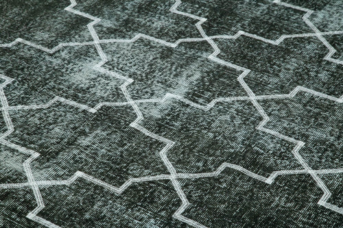 Geometric Carpet Siyah Geometrik Pamuk Yün El Dokuma Halısı 244x326 Agacan