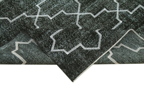 Geometric Carpet Siyah Geometrik Pamuk Yün El Dokuma Halısı 244x326 Agacan