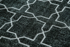 Geometric Carpet Siyah Geometrik Pamuk Yün El Dokuma Halısı 165x285 Agacan