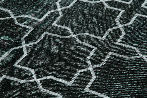 Geometric Carpet Siyah Geometrik Pamuk Yün El Dokuma Halısı 165x285 Agacan