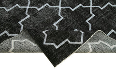 Geometric Carpet Siyah Geometrik Pamuk Yün El Dokuma Halısı 152x241 Agacan