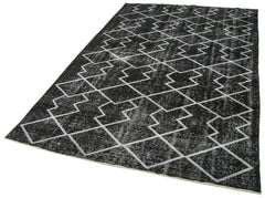 Geometric Carpet Siyah Geometrik Pamuk Yün El Dokuma Halısı 168x278 Agacan