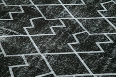 Geometric Carpet Siyah Geometrik Pamuk Yün El Dokuma Halısı 168x278 Agacan