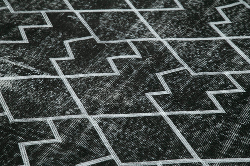 Geometric Carpet Siyah Geometrik Pamuk Yün El Dokuma Halısı 168x278 Agacan