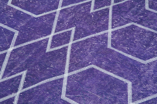 Geometric Carpet Mor Geometrik Pamuk Yün El Dokuma Halısı 166x286 Agacan