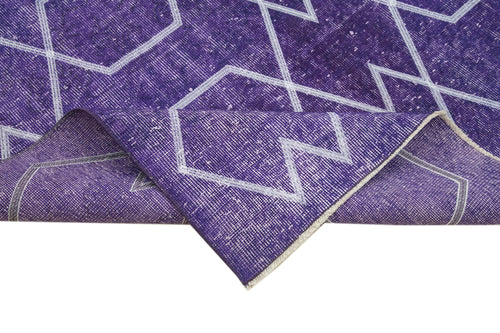 Geometric Carpet Mor Geometrik Pamuk Yün El Dokuma Halısı 166x286 Agacan
