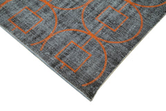 Geometric Carpet Siyah Geometrik Pamuk Yün El Dokuma Halısı 177x270 Agacan