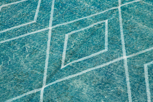 Geometric Carpet Turkuaz Geometrik Pamuk Yün El Dokuma Halısı 149x260 Agacan