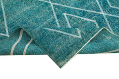 Geometric Carpet Turkuaz Geometrik Pamuk Yün El Dokuma Halısı 149x260 Agacan