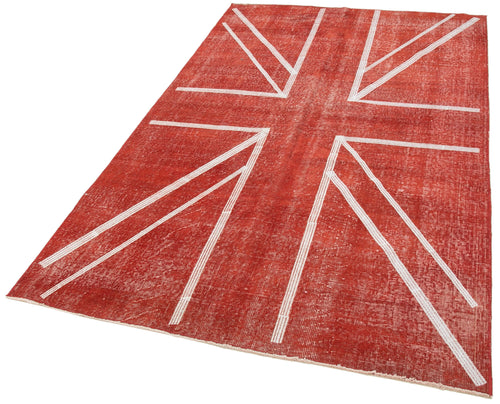 Geometric Carpet Kırmızı Geometrik Pamuk Yün El Dokuma Halısı 141x238 Agacan