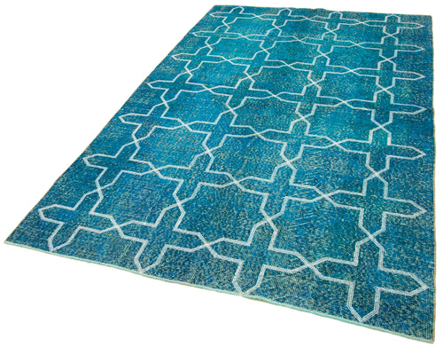 Geometric Carpet Turkuaz Geometrik Pamuk Yün El Dokuma Halısı 167x281 Agacan