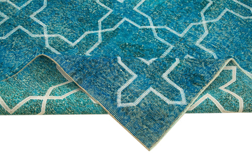 Geometric Carpet Turkuaz Geometrik Pamuk Yün El Dokuma Halısı 167x281 Agacan