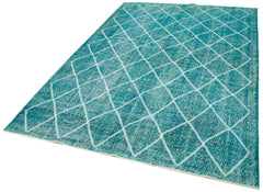 Geometric Carpet Turkuaz Geometrik Pamuk Yün El Dokuma Halısı 184x290 Agacan