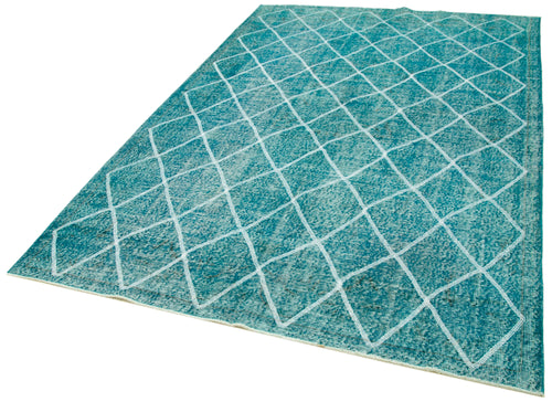 Geometric Carpet Turkuaz Geometrik Pamuk Yün El Dokuma Halısı 184x290 Agacan