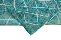 Geometric Carpet Turkuaz Geometrik Pamuk Yün El Dokuma Halısı 184x290 Agacan