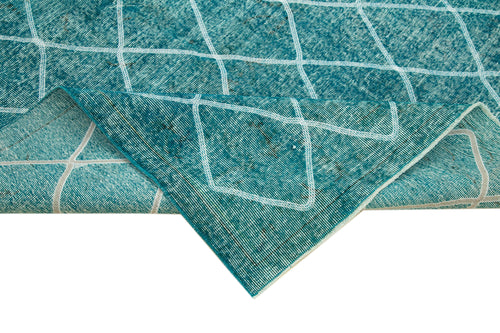 Geometric Carpet Turkuaz Geometrik Pamuk Yün El Dokuma Halısı 184x290 Agacan