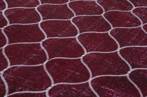 Geometric Carpet Mor Geometrik Pamuk Yün El Dokuma Halısı 197x325 Agacan