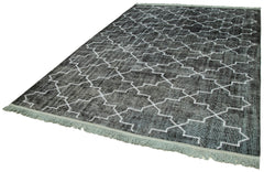 Geometric Carpet Siyah Geometrik Pamuk Yün El Dokuma Halısı 224x320 Agacan