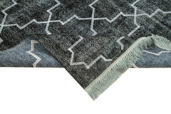 Geometric Carpet Siyah Geometrik Pamuk Yün El Dokuma Halısı 224x320 Agacan