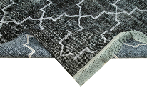 Geometric Carpet Siyah Geometrik Pamuk Yün El Dokuma Halısı 224x320 Agacan
