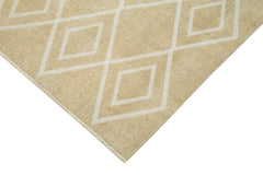 Geometric Carpet Bej Geometrik Pamuk Yün El Dokuma Halısı 114x207 Agacan