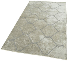 Geometric Carpet Gri Geometrik Pamuk Yün El Dokuma Halısı 114x209 Agacan