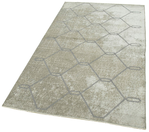 Geometric Carpet Gri Geometrik Pamuk Yün El Dokuma Halısı 114x209 Agacan