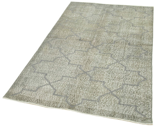 Geometric Carpet Gri Geometrik Pamuk Yün El Dokuma Halısı 112x186 Agacan